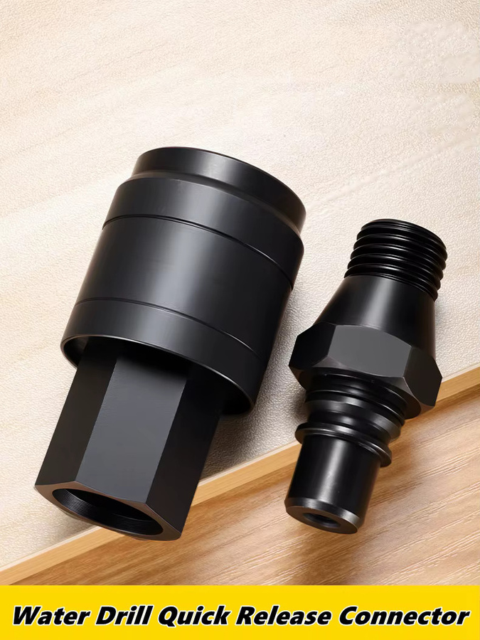 NIUXIANG Schnellverbinder-Set für Wasserbohr-Schnellverschluss-Anschlüsse und Elektrowerkzeug-Adapter in Schwarz - Bild 2