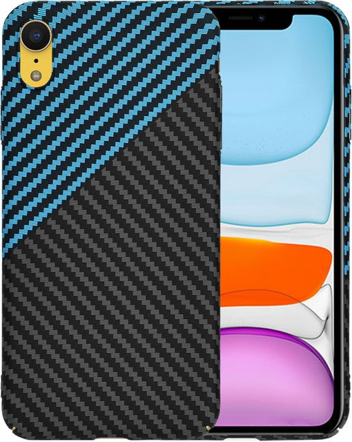 Techsuit Carbonite FiberShell Schutzhülle für Apple iPhone XR in Schwarz Blau - Bild 1