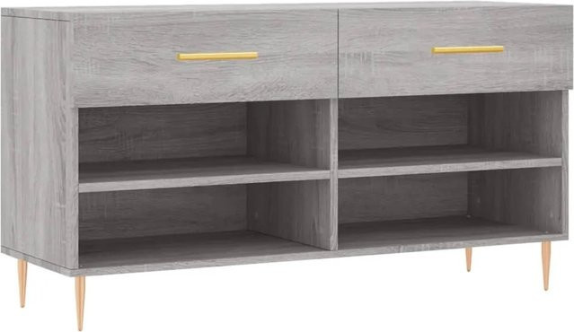 vidaXL Schuhbank Grau Sonoma aus Holzwerkstoff und Eisen, B/T/H: 102 x 35 x 55 cm - Bild 1