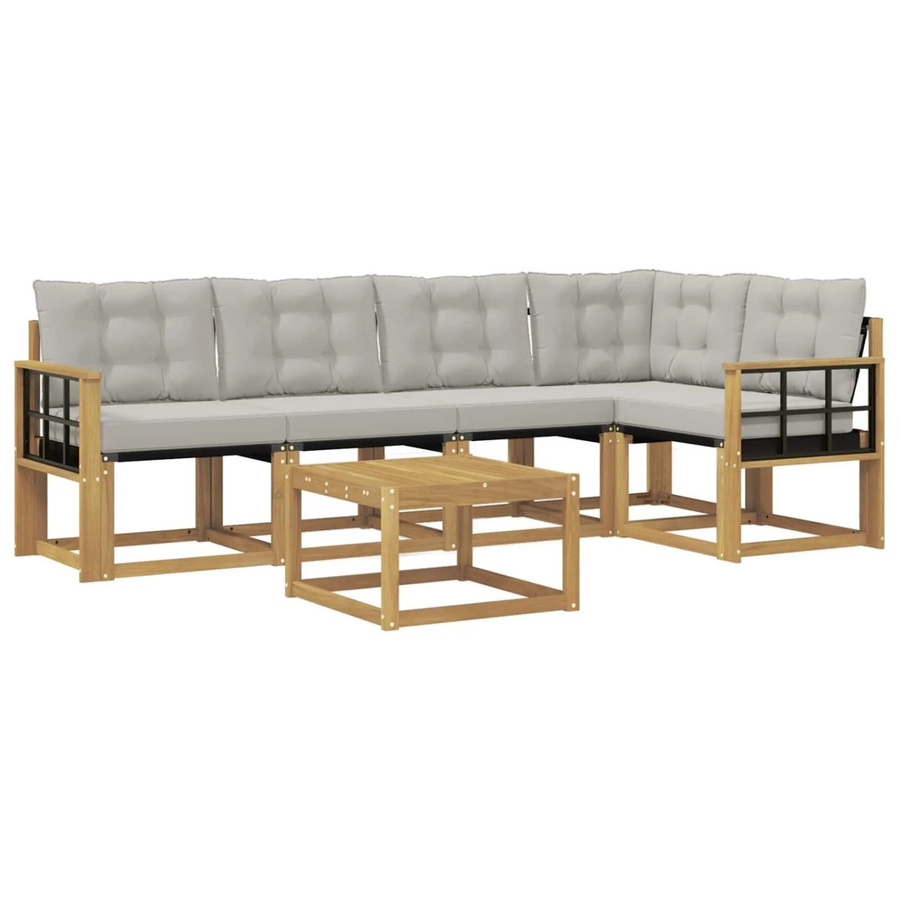vidaXL Outdoor-Sofagarnitur mit Kissen 6-teilig in Weiß und Hellgrau - Bild 2