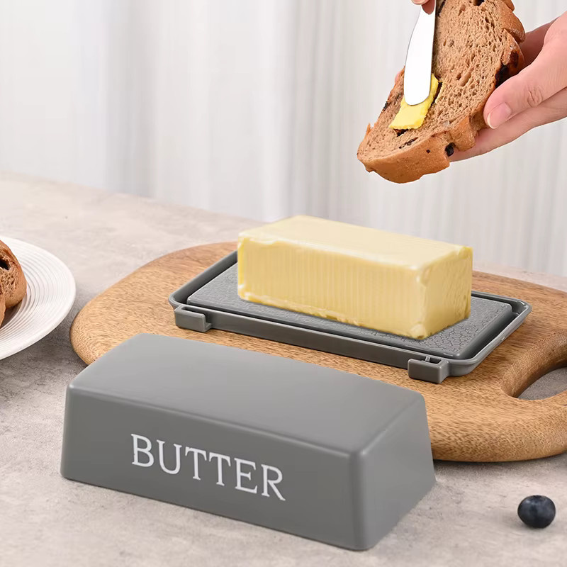 KOQZM Butterbehälter mit Messer und Snap-Lid in Lila aus Kunststoff - Bild 2