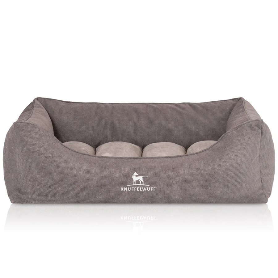 Knuffelwuff Hundebett Baltimore Orthopädisch aus Velours in Grau mit abnehmbarem Bezug und erhöhtem Rand, B/T/H: 100 x 70 cm - Bild 2