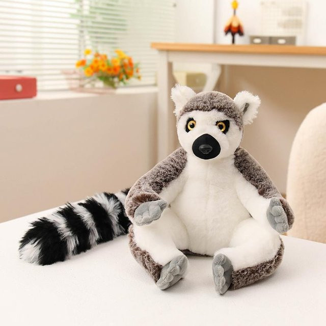 Simulation Lemur Plüschtier, Pelziges Lemur mit aufgebogenem Schwanz, 1-teiliges Set, ab 14 Jahren - Bild 1