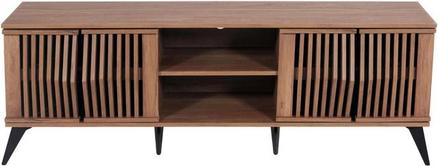 MCW TV-Rack M45 Lowboard in Braun mit 3D-Design und Staufächern, H: 55 cm, B: 166 cm, T: 41 cm - Bild 1