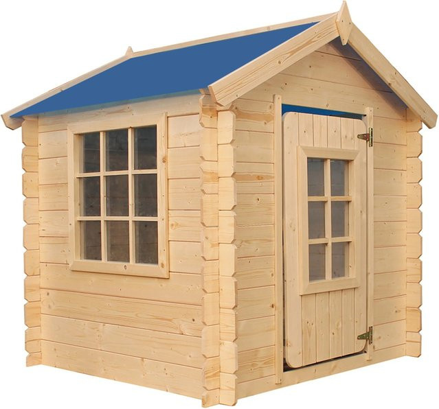 Timbela Kinderspielhaus aus Holz in Blau B/H/L: 114 x 121 x 111 cm - Bild 1