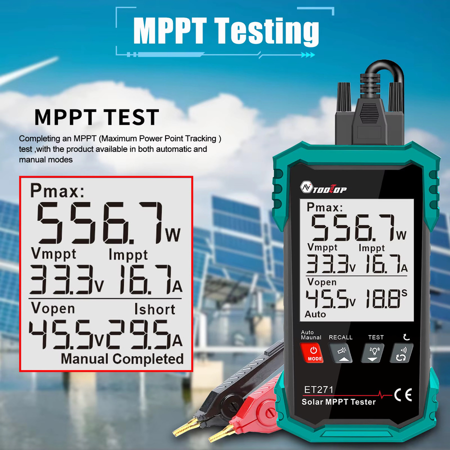 TOOLTOP Tragbares Solarpanel 2000 W MPPT-Tester mit Datenspeicher für Photovoltaik-Solarstromzähler und Solarbatterie-Wartung - Bild 2