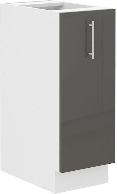 Unterschrank Lara Küchenschrank Grau Hochglanz mit Schrankauszug Breite: 30 cm - Bild 1