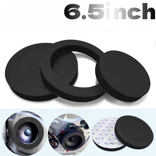 2er-Set Auto Lautsprecher Schaum Pads zur Bassverbesserung und Schalldämmung, 6,5 Zoll, Schwarz - Bild 1