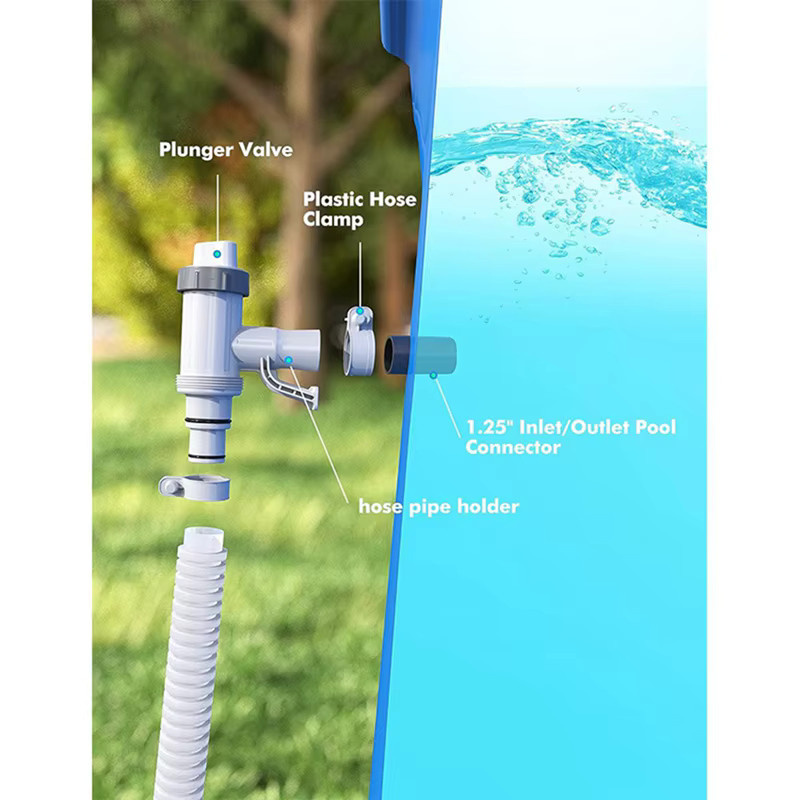 ABUP Poolschlauchadapter mit Kolbenventil und Schlauchhalter als Ersatzteil für oberirdische Pools - Bild 3
