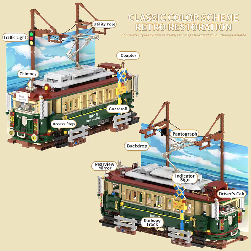 FINGERROCK Kreative Retro Japanische Seilbahn, Bausteine, mit Lichtern - Bild 3