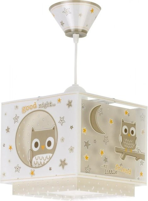 Dalber Kinderzimmer Deckenlampe Eule in Beige und Transparent mit höhenverstellbarer Aufhängung - Bild 1