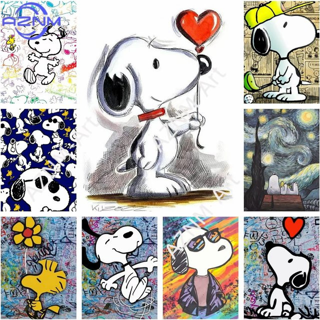 KAYOU Snoopy Diamond Painting Set mit Kawaii Hund Motiv in Multicolour als Graffiti Comic Kunst Stickerei zur Heimdekoration oder als Kindergeschenk - Bild 1