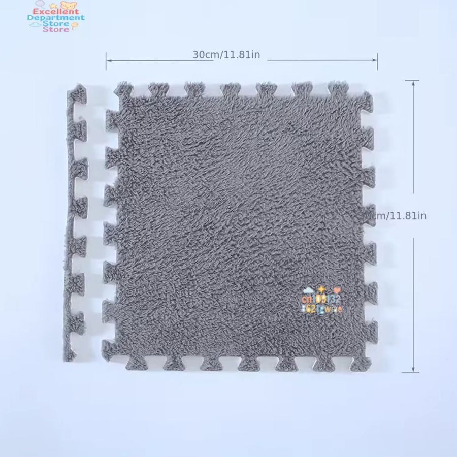 DHDH Baby-Puzzlematte aus Plüsch und EVA-Schaum, rutschfest und warm, Farben: Weiß und Grau, B/T/H: 30 x 30 cm - Bild 4