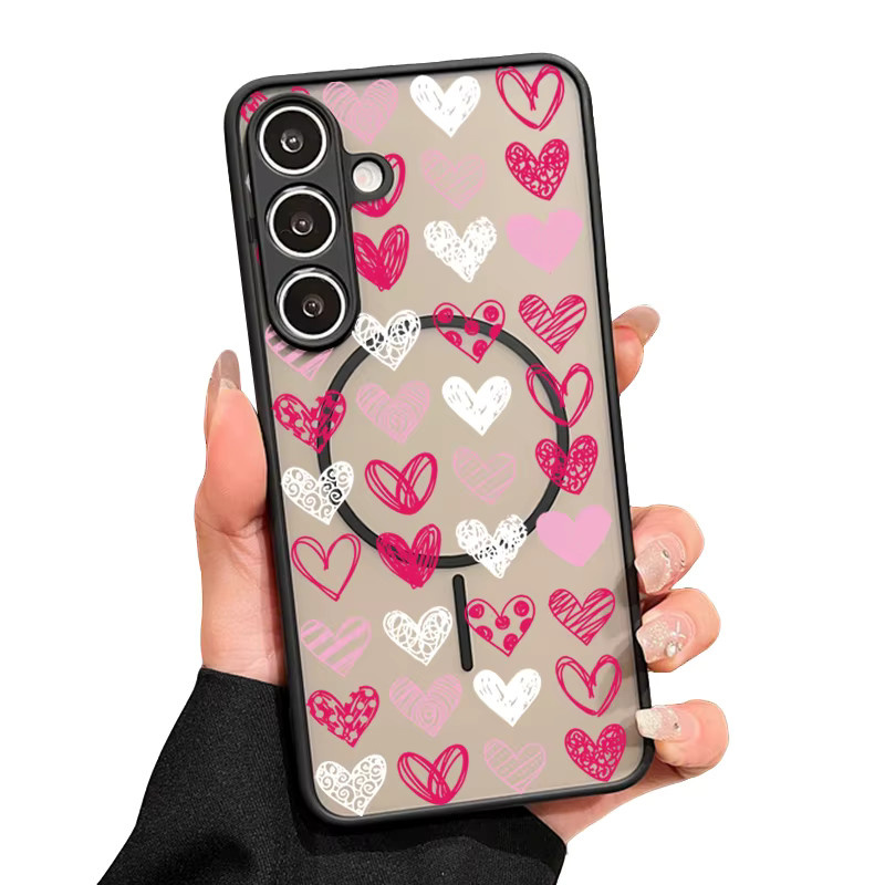 Bunte Herz-Magnet-Handyhülle für Samsung Galaxy S26 S25 S24 S23 S22 Ultra Plus FE aus TPU und PC in Multicolour und Schwarz - Bild 5