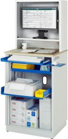 RAU Computer-Station Adlatus Typ 2015 stationär mit Rollladen, B/T/H: 72 x 66 x 181 cm - Bild 1