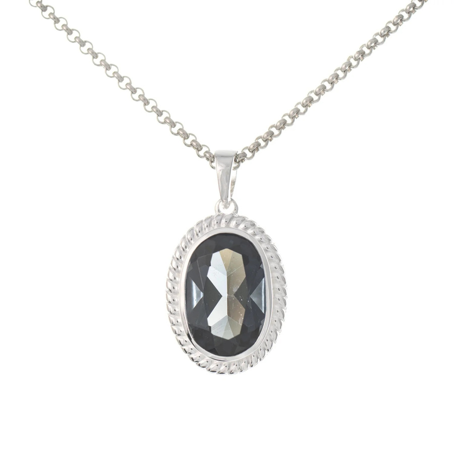 Anhänger mit Kette 925 Silber, Zirkonia, anthrazit - Bild 1