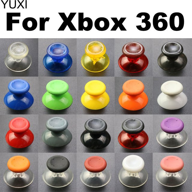 YuXi 2 Stück 3D Analog Joystick Thumbstick Grip Caps für Xbox 360 Controller in Transparent und Multicolour - Bild 1