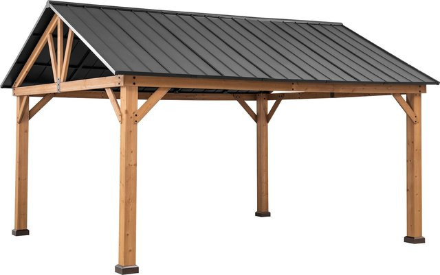 Sunjoy Pavillon REBRA aus Zedernholz mit Polycarbonat-Schrägdach in Anthrazit, B: 404 cm, T: 465 cm - Bild 1