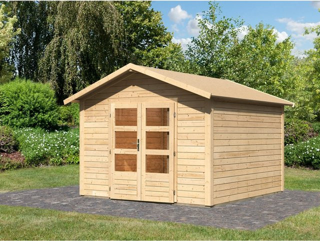 Karibu Holz-Gartenhaus Tyka in Natur mit Satteldach, B/T: 300 x 300 cm - Bild 1