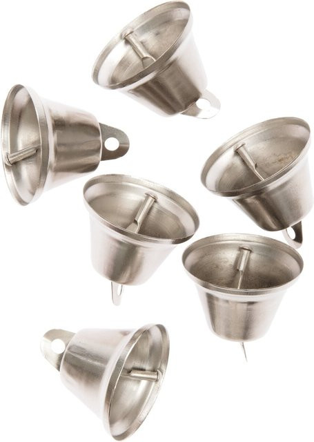 Rico Design Metallglöckchen silberfarbig für Weihnachten, 6 Stück, Durchmesser: 3,8 cm, Höhe: 3,6 cm - Bild 1