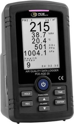 PCE Instruments CO2-Messgerät PCE-AQD 20 in Schwarz für Temperatur, Luftfeuchte, CO2, PM2,5 und Luftdruck mit SD-Speicher - Bild 1