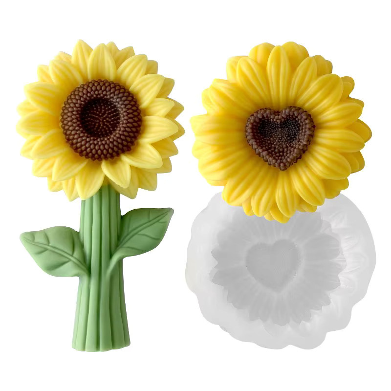 LONTL Silikonform für Kerzen und DIY-Bastelarbeiten mit 3D Sonnenblumen- und Gänseblümchen-Design - Bild 1