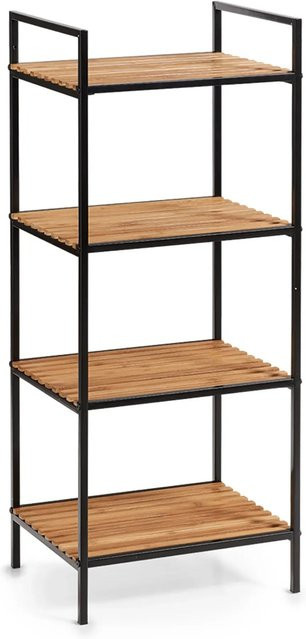 Zeller Standregal mit 4 Ablagen aus Bambus und Metall in Schwarz, H x B x T: 95 x 33 x 39 cm - Bild 1