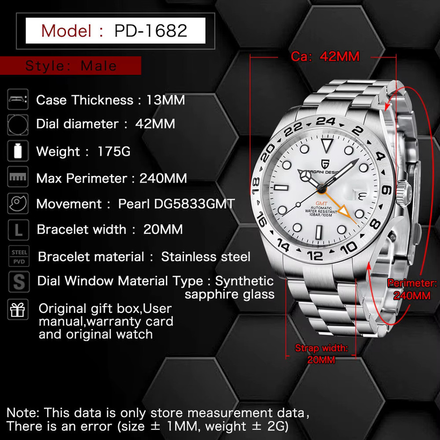 PAGANI DESIGN Automatik-Armbanduhr, Edelstahl, 42 mm, Herren - Bild 5