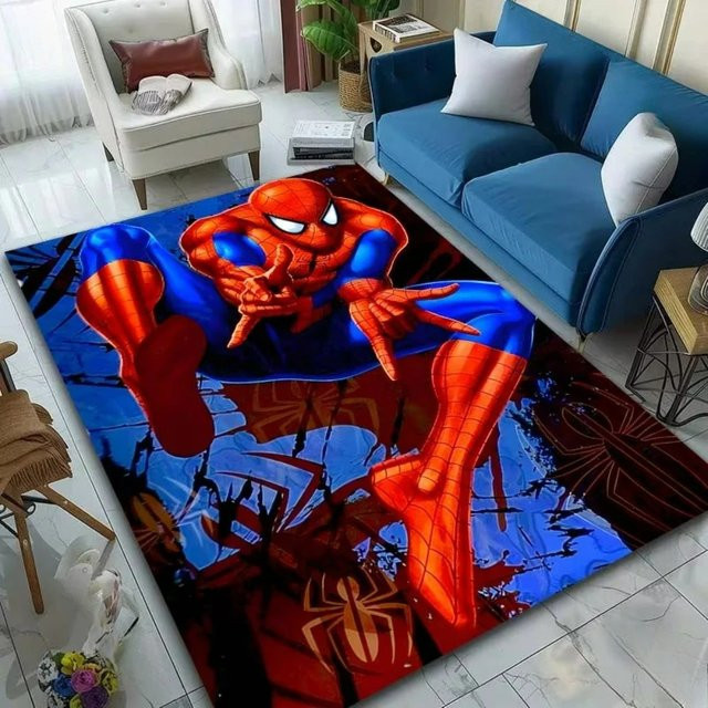 Rote Spiderman Fußmatte von Beast Kingdom mit Superhelden-Muster, rutschfester rechteckiger Teppich für Kinderzimmer, B/B/H: 60,0 x 60,0 x 1,0 cm - Bild 1