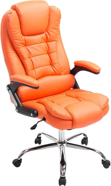 TPFLiving Bürostuhl Toronto Executive Chair aus Kunstleder in Orange mit Armlehnen und Rollen, B/T/H: 69,5 x 78,0 x 123,0 cm - Bild 1