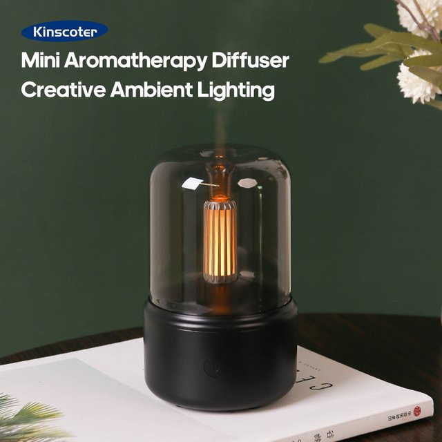 KINSCOTER Mini-Aromatherapie-Diffusor mit USB-Luftbefeuchter und Nachtlicht in Schwarz - Bild 1