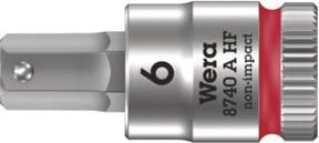 Wera Zyklop Bitnuss 8740 A HF mit 1/4 Zoll Antrieb und Haltefunktion für Innensechskantschrauben, Farbe: Silber, Größe: 6 x 28 mm - Bild 1