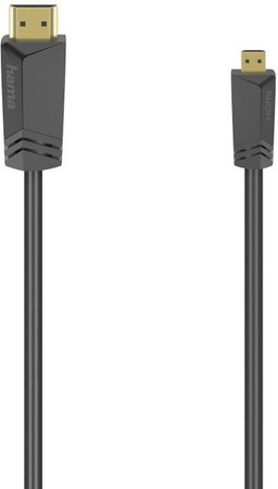 Hama High Speed HDMI Kabel mit Ethernet/LAN, Typ A auf Typ D Micro, Schwarz, Länge: 1,5 m