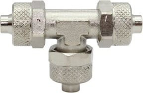 Riegler T-Verbinder aus vernickeltem Messing in Silber für Schlauch 8/6 mm, SW 10 - Bild 1