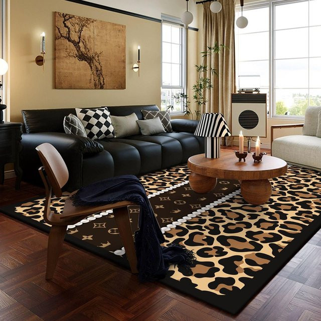 Wucifang Jewelry Nordischer Luxus Leopard Teppich, Waschbarer Kurzflor-Teppich für Wohnzimmer und Schlafzimmer, Mehrfarbig, B: 120 cm, T: 80 cm - Bild 1