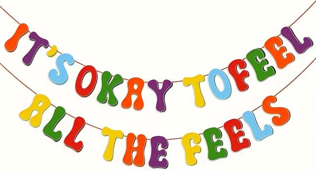 Inside Party Decorations Birthday Banner It's Okay To Feel All The Feels in Rot und Mehrfarbig - Bild 1