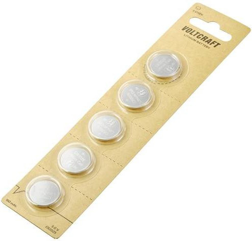 Voltcraft Knopfzelle CR2025 3V Lithium 160 mAh, 5 Stück, Silber - Bild 1
