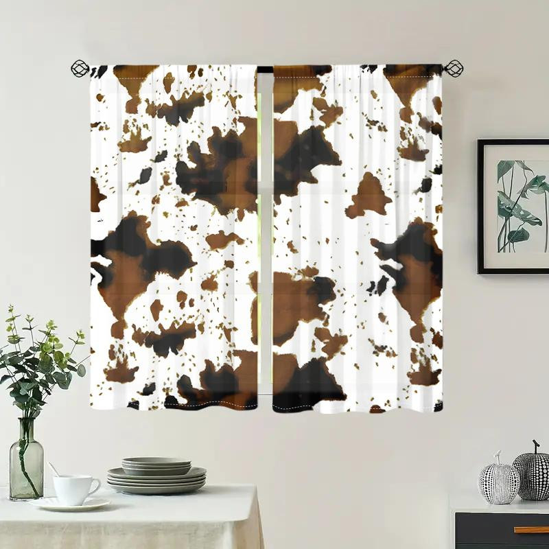 2er-Set halbverdunkelnde Vorhänge mit Kuhmuster von Household supplies MH, moderner Stil, B: 150 cm, H: 166 cm - Bild 5