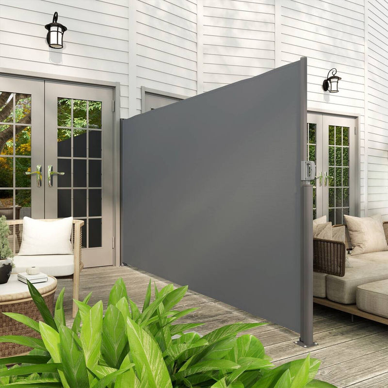 Outsunny Seitenmarkise aus Aluminium und Polyester in Dunkelgrau, Wandmontage, UPF 50+, Höhe: 180 cm, Breite: 300 cm - Bild 3