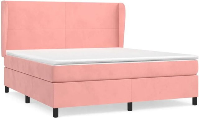 vidaXL Boxspringbett mit Matratze in Rosa, Hybrid-Bett mit Taschenfederkern aus Samt, B/T: 180 x 200 cm - Bild 1