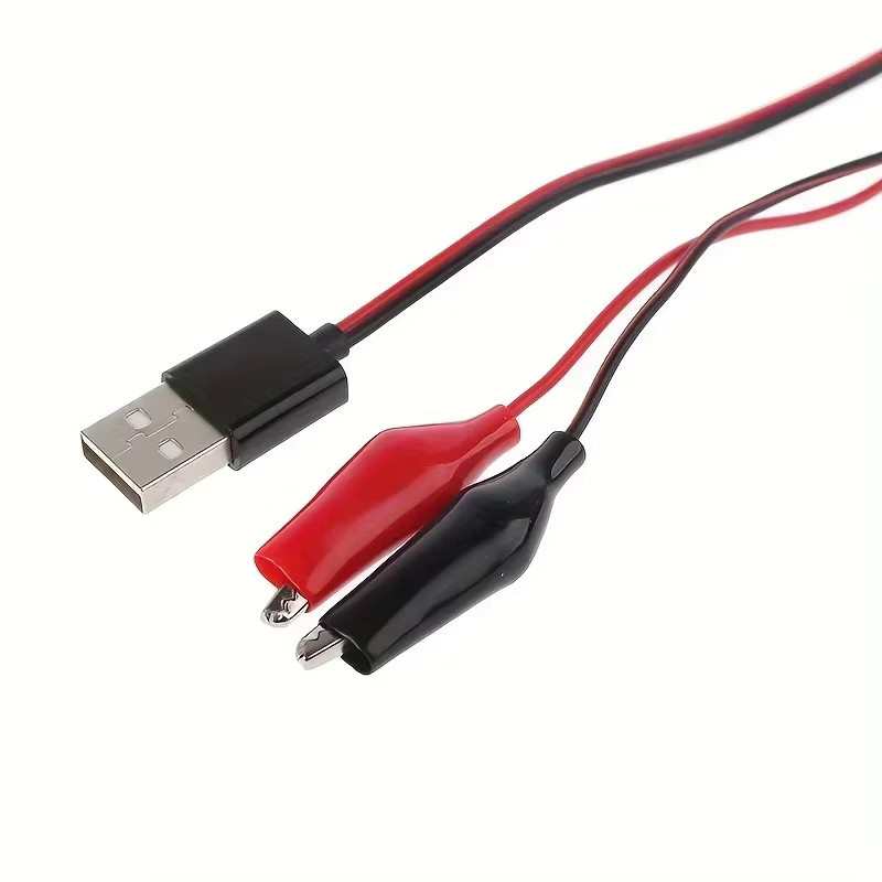 USB-Verlängerungskabel mit Krokodilklemmen und USB-A Stecker, Rot, Länge: 60 cm - Bild 2
