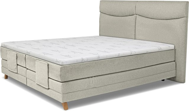 Boxspringbett SANSIBAR LIVING Langeoog in Grau mit Stoffbezug und motorisch verstellbarem Kopfteil, B/T: 180 x 200 cm - Bild 1