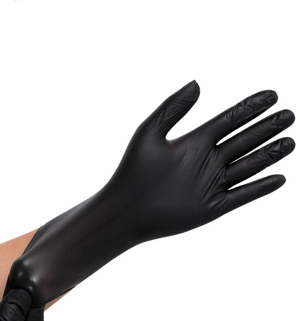 TOMTOP JMS Lebensmittelhandschuhe aus PVC in Schwarz, 100 Stück, Größe M - Bild 1