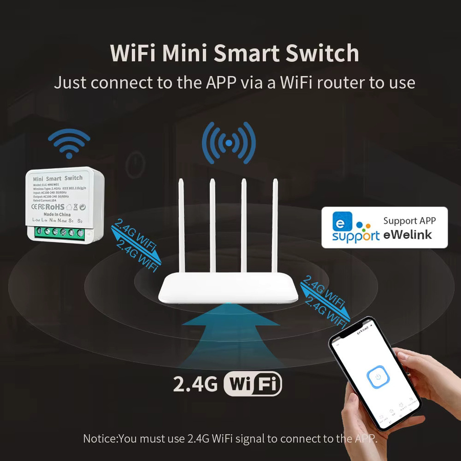 eWelink Wifi Smart Switch Modul 2-Wege Mini Relais Breaker Timer in Weiß mit Alexa Google Home Assistant Unterstützung - Bild 3