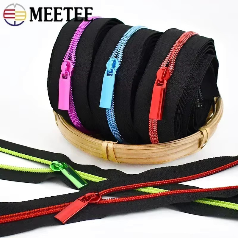 Meetee 5er Set Reißverschlüsse mit Slider und Puller für Taschen und Jacken als DIY Nähzubehör Reparatur Kit - Bild 2