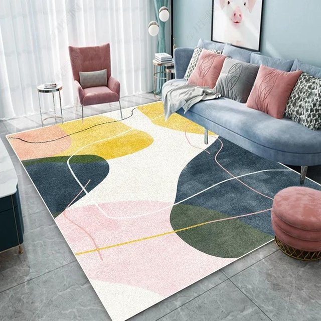CSQ Five Geometrischer Teppich in Multicolour, Weicher Plüschteppich für Wohnzimmer und Schlafzimmer, Rutschfest und Waschbar, B/T: 80 x 120 cm - Bild 1