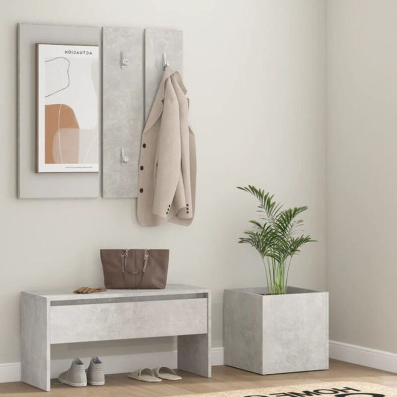 Modernes Garderobenset von Vidaxl in Grau aus Holzwerkstoff und Acryl - Bild 1