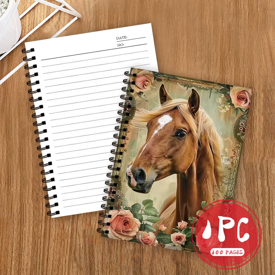 Notizbuch und Tagebuch mit Pferde & Blumen Motiv, Multicolour, Linierte Seiten, Flexcover - Bild 4