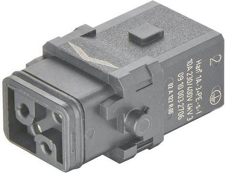 Harting Stifteinsatz 09100032706 mit 3 Schrauben in Schwarz aus Kunststoff - Bild 1