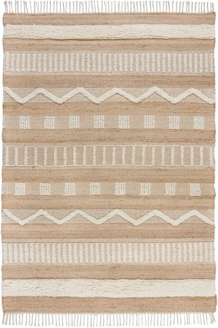 Flair Rugs Hochflorteppich Medina in Elfenbein mit Jute-Anteil, B x T: 120 x 170 cm - Bild 1